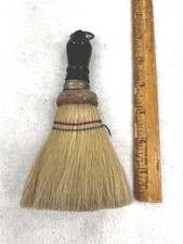 antique wisk broom horse hair small 6 in turned handle marked 1881 original  picture