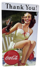 Coca Cola Thank you Beauty Ande Rooney EMBOSSED Sign 9.38