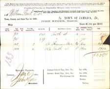 1881 Jamaica NY Tax Receipt William Smith Estate John Ryder Receiver picture
