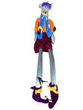 Halloween Large Gray Mouse Plush Stuffed Animal Washable Purple Hair Long Legs picture