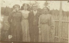 c1900s Group Of 4 People Women Man Well Dressed Outside RPPC Real Photo Postcard picture