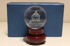 VINTAGE RETRO RARE DESK ADVERTISING GLASS BALL WITH WOODEN STAND 