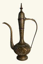 Vintage Etched Brass Indian Teapot 13” picture