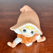 Vintage Homco Figurine 5213 Elf Pixie Fairy Girl Orange Ceramic 4” Tall picture