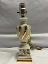 Vintage Devereaux Porcelain Boudoir Table Lamp 22K Gold Floral Tested & Working picture