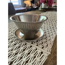 Vintage Leonard Japan 18-8 Stainless Steel Attached Underplate Gravy Boat picture