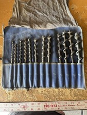 Vintage Craftsman Auger Bit Roll Case w/ 12 Mixed USA Brace Drill Bits Irwin picture