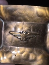   Four Vintage Hammered Copper Thunderbird Phoenix Small Ash Trays picture