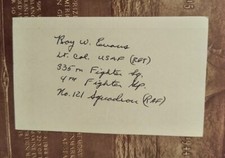 Lt. Col. ROY W. EVANS, USAF WWII Fighter Ace RAF/4th FG Scored 6Vs Signed 3x5 picture