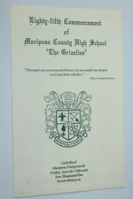 2001 Mariposa County High School Commencement Program Mariposa California CA picture