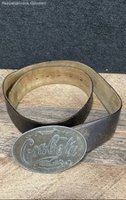 Vintage Coca-Cola Belt Buckle With Leather Belt Advertising 5 Cents Fountains picture