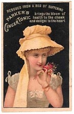 PARKER'S GINGER TONIC ~ Vintage Illustrated Ad Card ~ picture