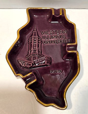 Western Illinois University ceramic Haegar Vtg ashtray ceramic dimensional picture