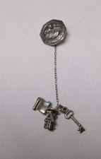 Future Homemakers of America Sterling Pin w/ Chain & Charms - Key charm unmarked picture