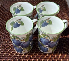 Vintage Crown Trent China Plum Mugs Set of 4 Staffordshire England Fruit picture
