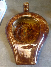 Rare Antique Bennington Spongeware Bed Pan/Urinal Rockingham Glaze Pottery. picture