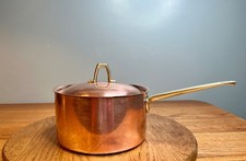 Vintage  Paul Revere Ware  2 quart  Copper Saucepan With Lid Brass Handles, Bice picture