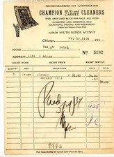 1934 Chicago Champion Rug & Carpet Cleaners Receipt Voigt Hotel picture