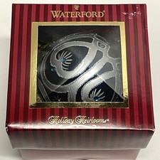 RARE Vintage Waterford Holiday Heirlooms Navy Regal Ball Ornament 153732 4” picture