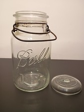 Vintage Ball Ideal Mason Quart Jar With Clear Glass Lid And Wire Bale picture