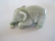 CELADON Taiwan Elephant Glazed Green Kneeling 2