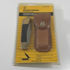 VTG Klein Tools 44037 Sportsman Knife & Leather Case Drop Point 3-3/8-Inch 1990 picture
