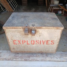 VTG Dynamite Box Heavy Metal Explosives TNT Safe Trunk Crate Prop 1950s picture