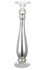 A & B Home Large Silver Glass Candle Holder 19.5” Candle Stand Modern Decor $200 picture