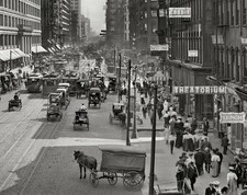 1907 CHICAGO Street Scene Horse Drawn Carriages 8.5x11 PHOTO Street Cars picture