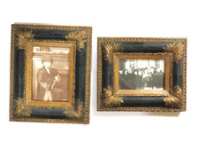 Lot/2 Large Vintage Heavy Resin Hanging Photo Frames - Antique Look Black & Gold picture