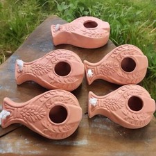 25 X HERODIAN Hanukkah Holy Land OIL LAMP Biblical Antique Replica Clay+Wicks picture