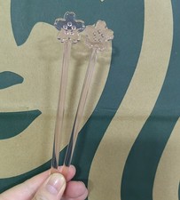 2pc Sakura Cherry Blossom Glass Drink Stirrers Coffee Cocktail Stir Sticks 15cm picture
