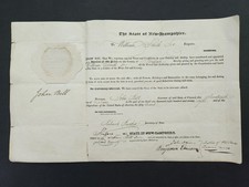 1828 antique STATE of NEW HAMPSHIRE strafford WILLIAM SMITH appointed JUSTICE picture