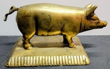 Antigue Figural Pig Cigar Cutter Brass Porker - Blade In Butt - RARE  picture