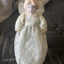 Vintage Avon Christmas Snow Angel Tree Topper Porcelain 10 in Tree Topper no box picture