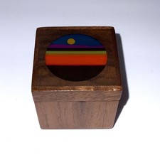 Vintage 1980 Robert McKeown Wood Postage Stamp Roll Dispenser Sunrise Inlay rare picture