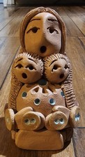 Vintage Cheyenne Jim Navajo Storyteller Pottery Mother 2 Babies Signed 6.5in picture