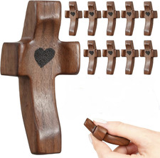 10Pcs Wooden Cross Fidget with Bags, Handcrafted Prayer Stress Relief picture