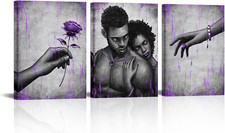 Kalormore African American Woman and Man Painting Purple Golden Sweet Love Coupl picture