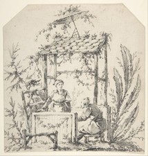 Jean Pillement Chinoiserie Vintage Garden Arbor Scene Photo Reprint Wall Art picture