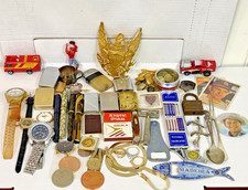 HUGE VINTAGE JUNK DRAWER LOT MILITARY CIVIL WAR WATCHES COINS ZIPPOS OVER 3LBS picture