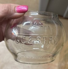 Vintage GC&SF RY Cast Glass Short Lantern Globe - Gulf Colorado & Santa Fe RR picture