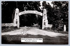 K62/ Plymouth Indiana RPPC Postcard c1940s Centennial Park Arch 424 picture