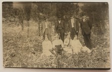Antique RPPC Kruxo Real Photo Postcard Group Portrait Men & Women Outdoors 1900s picture