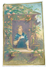 1870s-80s Carter's Little Liver Pills Sleep Lady Window Victorian Trade Card F35 picture