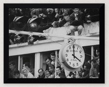 12X9 FRAMED 1966 LE MANS D-DAY RACE START CLOCK B&W INTAGE PHOTO REPRO picture
