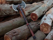 Handmade Berserker Viking Axe Scandinavian Double Headed Battle Axe picture