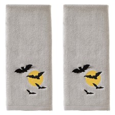 SKL Home Halloween Full Moon Flight Hand Towel Set 2pc 100% Cotton Gray picture