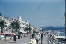 c1960's Kodachrome 35mm Slide Promenade des Anglais Nice France Beach Woman Sign picture