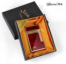Derui Classic Loud Metal Inflatable Open Flame Side Slip Ignition CigaretLighter picture